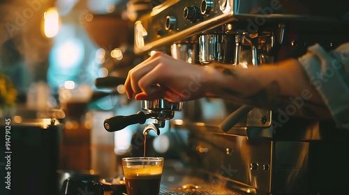Wallpaper Mural Coffee Machine Pouring Espresso into a Glass Torontodigital.ca