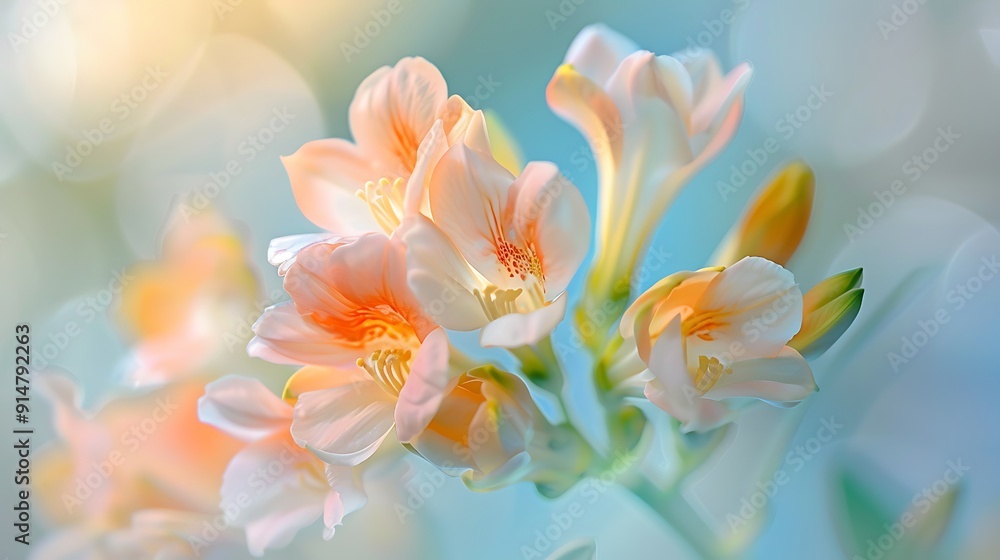 Naklejka premium Delicate Pastel Flowers Blooming in Soft Light