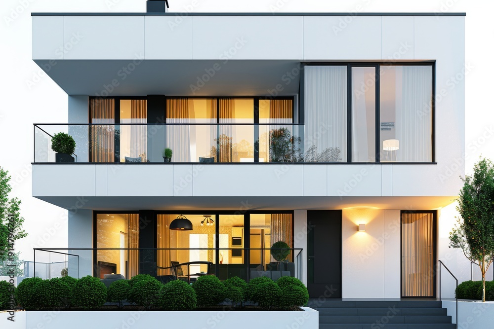 Dual level modern home with striking lighting and bold architectural lines providing a sophisticated urban living experience Dual level modern home with striking lighting and bold architectural lines providing a sophisticated urban living experience