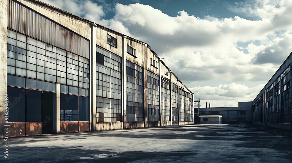 Large heavy industrial factory building exterior : Generative AI