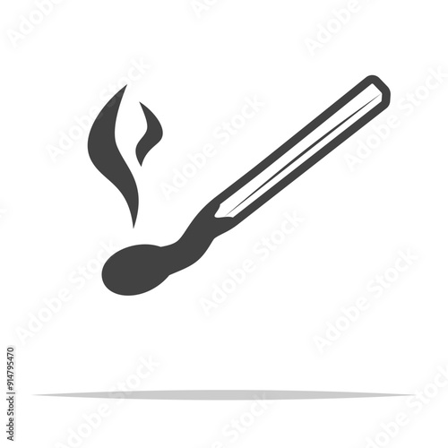 Used burnt match stick icon transparent vector isolated