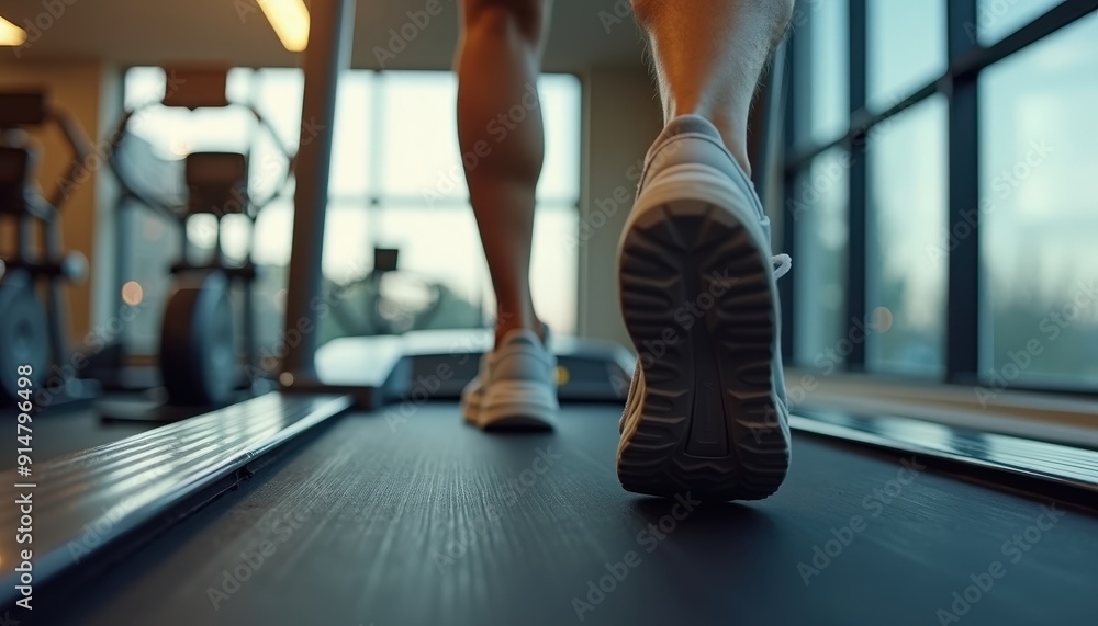 Close Up of Running Shoe on Treadmill. Close Up of Running Shoe on Treadmill.