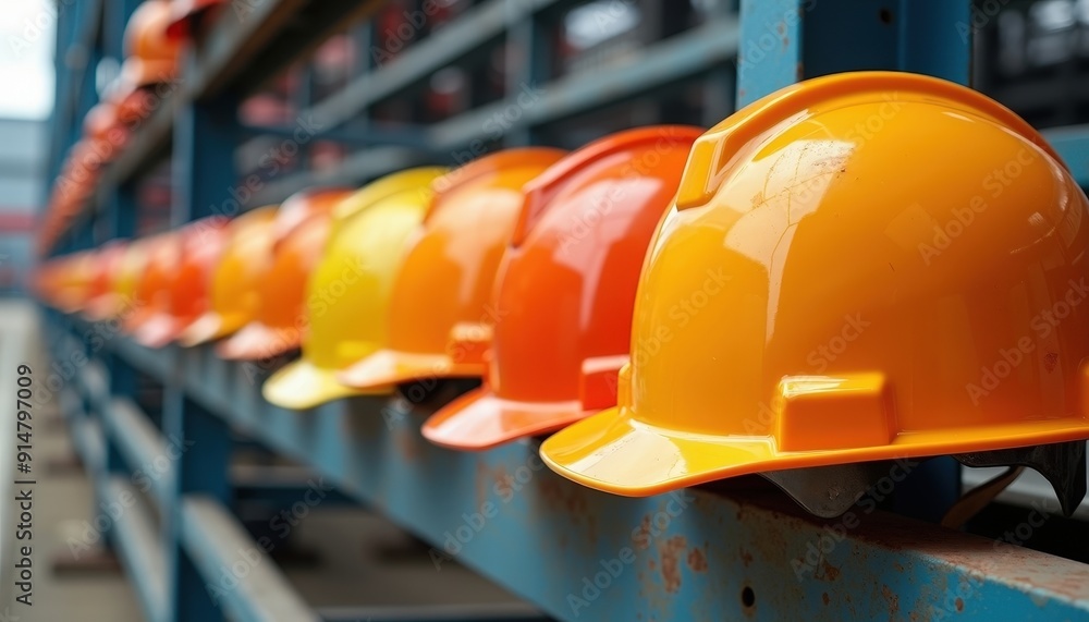 Row of Hard Hats. Row of Hard Hats.