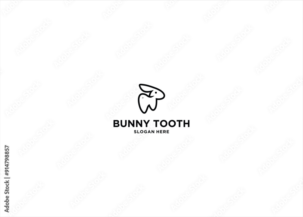 Fototapeta premium Bunny rabbit dental vector logo template