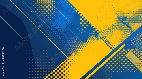 Abstract Geometric Pattern in Blue and Yellow