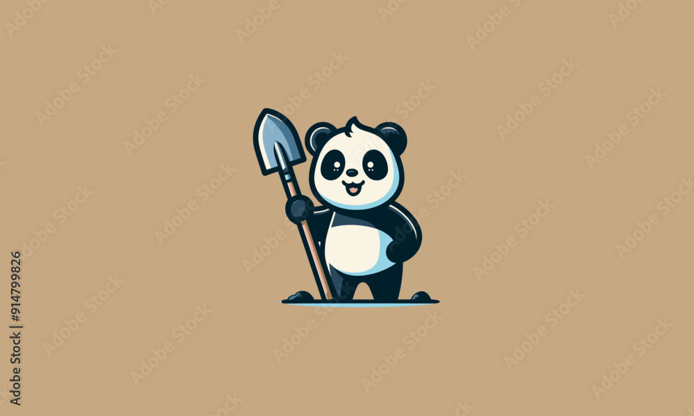 character panda holding hoe vector mascot design character panda holding hoe vector mascot design