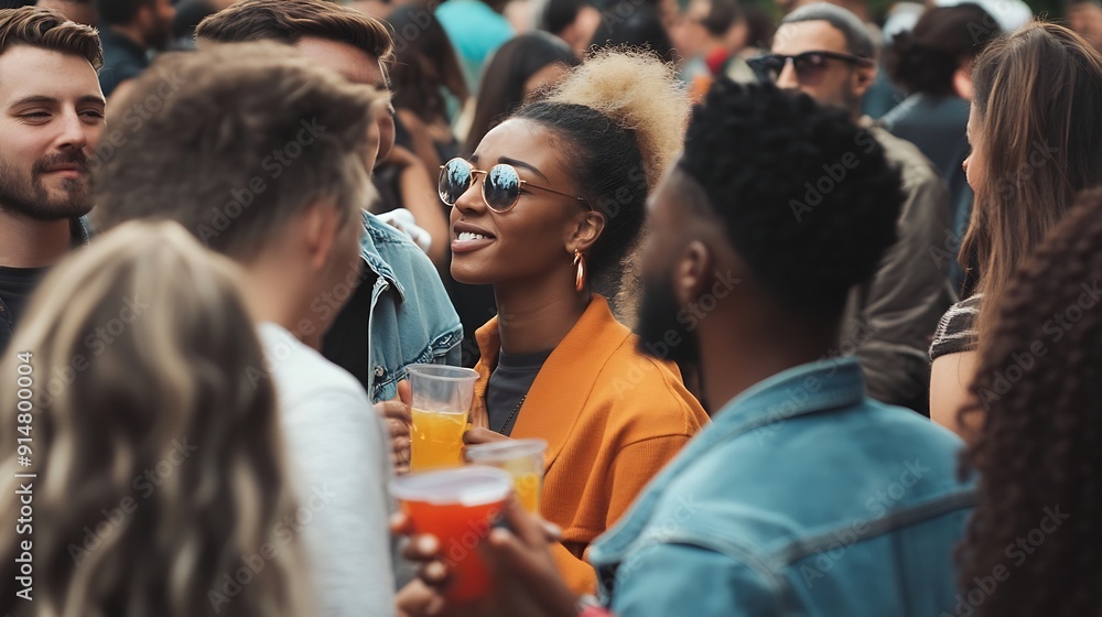 Crowd of multiracial people having fun together at city park Social gathering and community concept : Generative AI Crowd of multiracial people having fun together at city park Social gathering and community concept : Generative AI