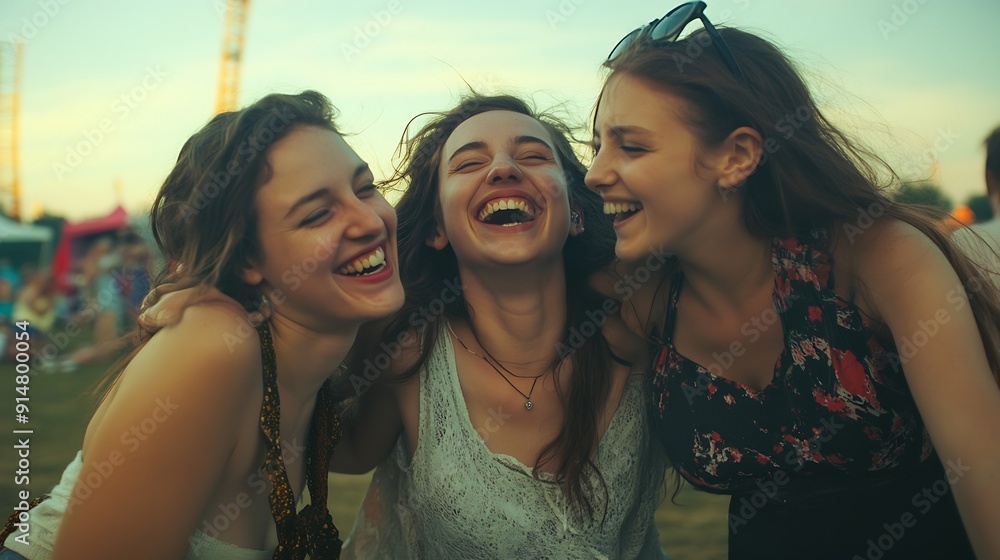 Fun times unfold as three inseparable female friends come together in laughter dance and celebration embracing the summer music festivals magical essence Photo has intentional 35mm fil : Generative AI Fun times unfold as three inseparable female friends come together in laughter dance and celebration embracing the summer music festivals magical essence Photo has intentional 35mm fil : Generative AI