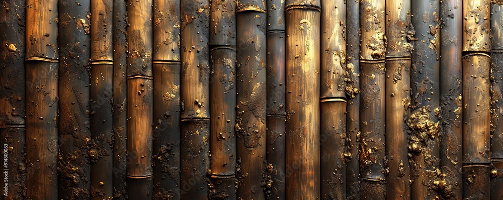 Golden-Accented Bamboo Wall Texture Golden-Accented Bamboo Wall Texture