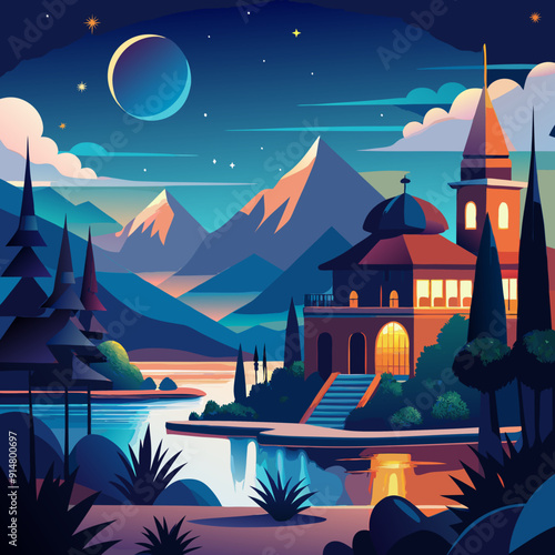 Nighttime vector illustration