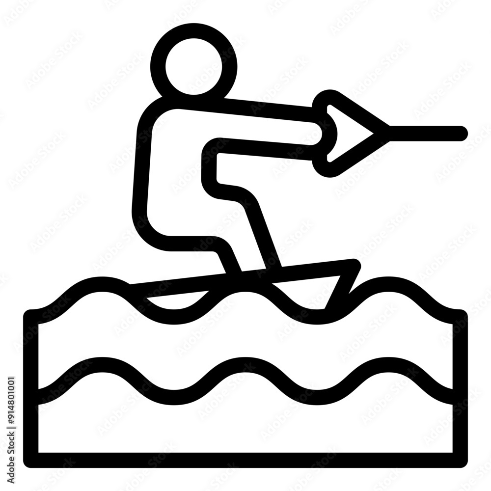Icon of wakeboarding, a popular aquatic board sport. Icon of wakeboarding, a popular aquatic board sport.