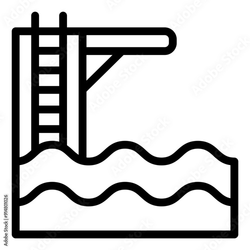 Icon of a springboard used for diving in aquatic sports.