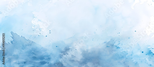 Abstract blue watercolor background with white space.