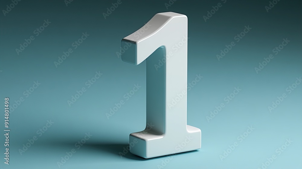 3D rendering of the number one in white on a blue background. 3D rendering of the number one in white on a blue background.