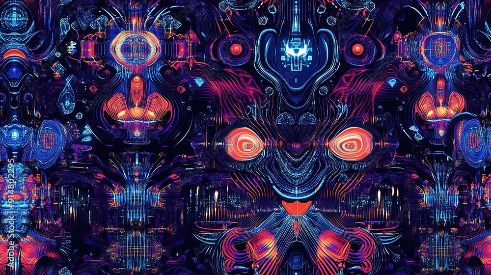 Abstract Digital Art with Neon Colors and Geometric Shapes Abstract Digital Art with Neon Colors and Geometric Shapes