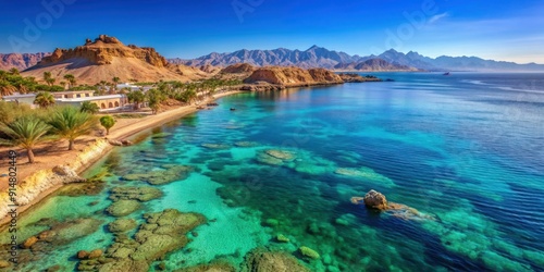 Picturesque Red Sea coastline in Sharm El Sheikh, Egypt, featuring pristine beaches