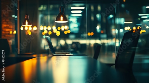 Wallpaper Mural At night beautiful Abstract blurred office interior room blurry working space with defocused effect : Generative AI Torontodigital.ca