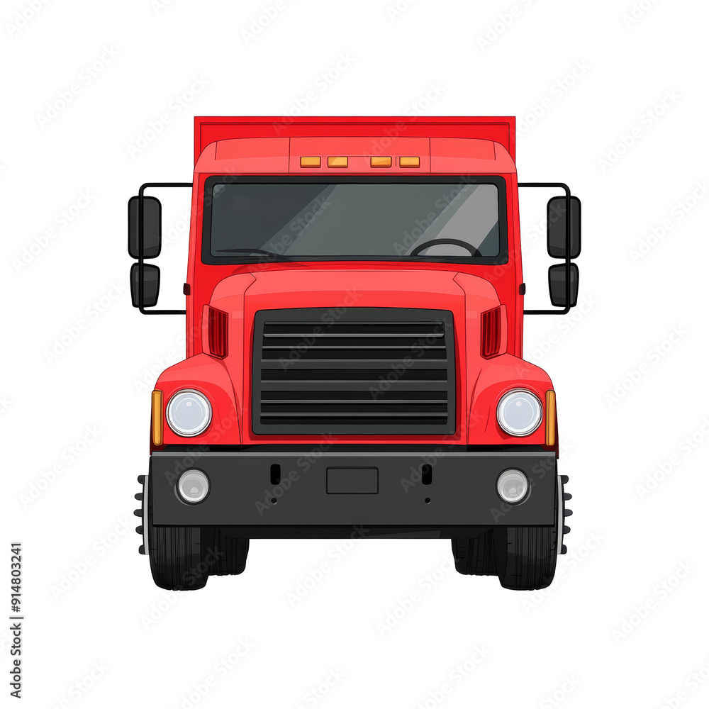 Minimalist red truck 2D front view illustration Minimalist red truck 2D front view illustration