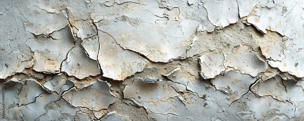 Close-up of Cracked and Peeling White Paint on a Weathered Surface Close-up of Cracked and Peeling White Paint on a Weathered Surface