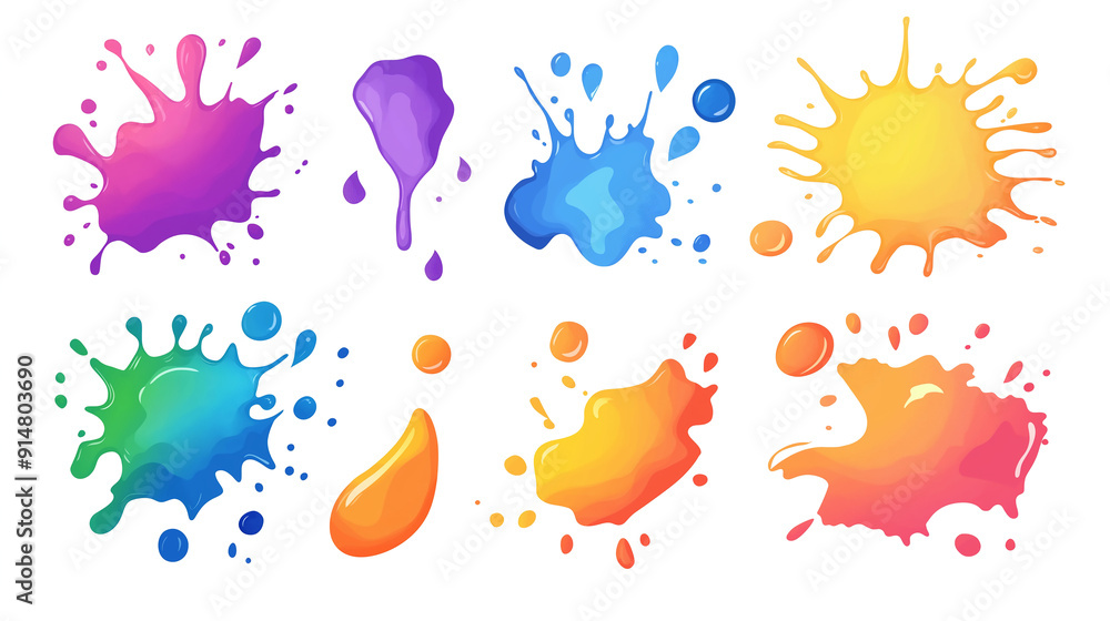 Set of Colorful Paint Splatters and Drips
Set of Colorful Paint Splatters and Drips