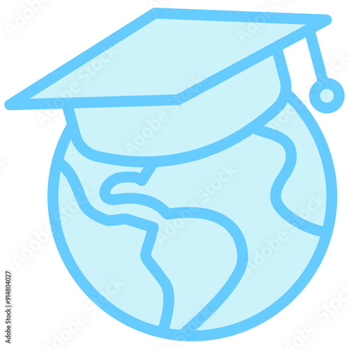 Graduation Hat dual tone blue color icon, relate to education theme use for modern concept, UI or UX kit, web and app development