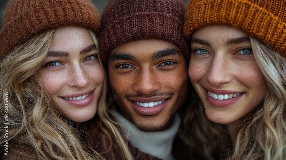 Multiracial Friends Taking A Selfie Outdoors With Backlighting Multiracial Friends Taking A Selfie Outdoors With Backlighting