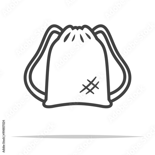 Drawstring bag outline icon transparent vector isolated