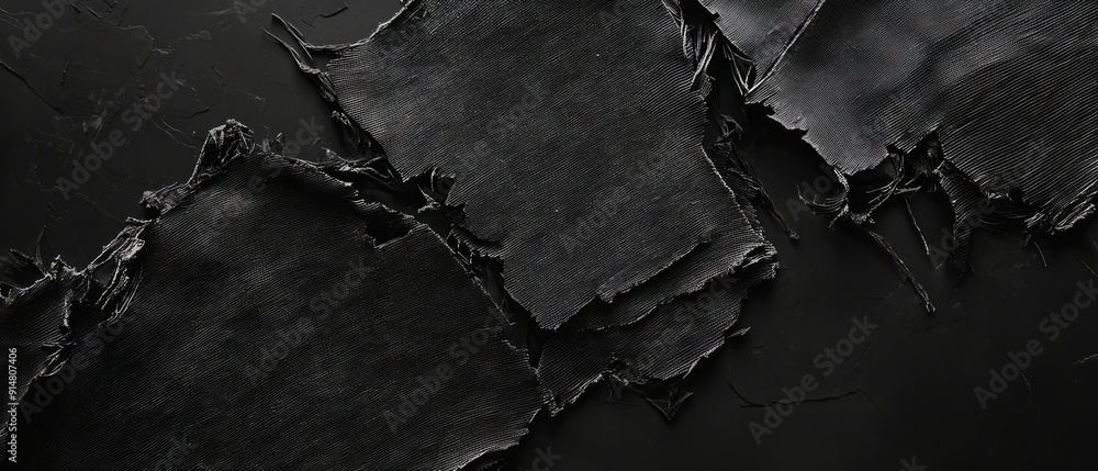 Obraz premium overlay of torn textile, on black background, Generative AI 