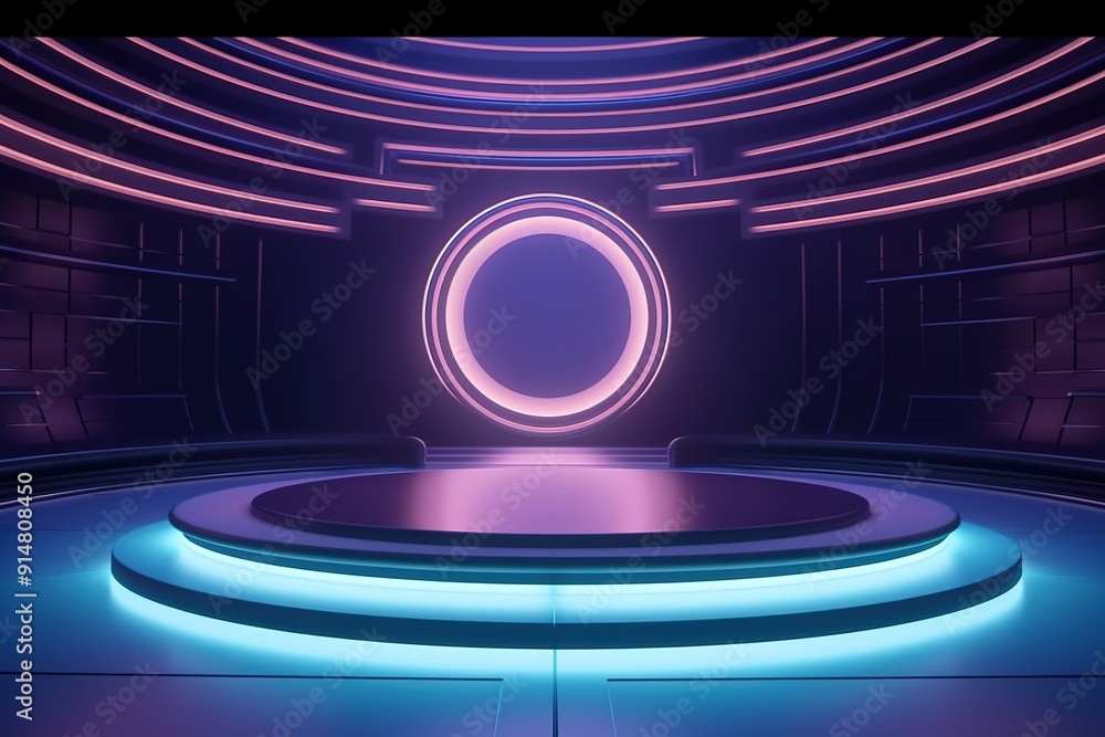 Futuristic pedestal with neon lights. Futuristic pedestal with neon lights.