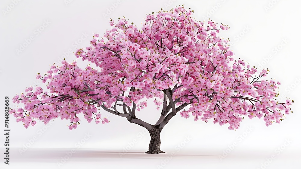 Obraz premium Pink Cherry Blossom Tree in Full Bloom