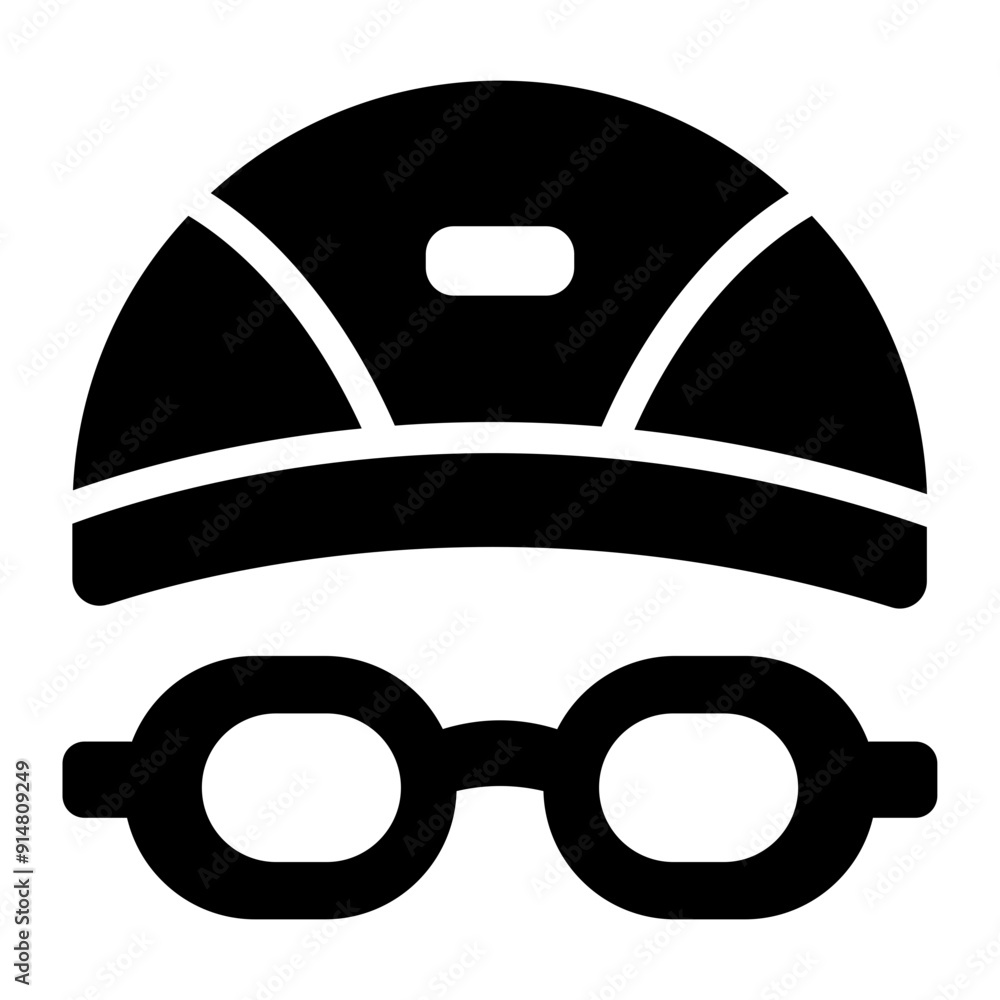 Icon of a swimming cap used in aquatic sports. Icon of a swimming cap used in aquatic sports.