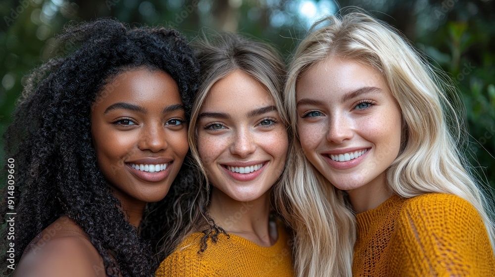 Obraz premium Happy Friends Taking A Selfie Outside, Enjoying The Moment