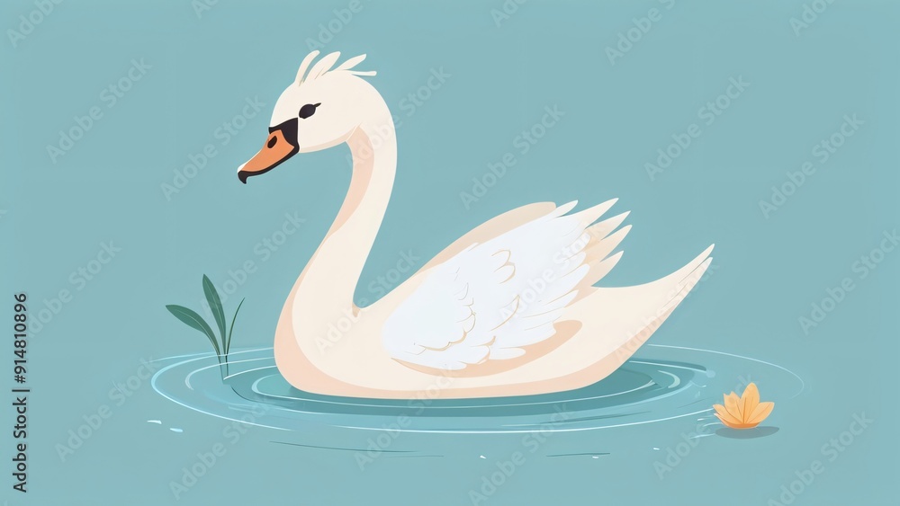 Fototapeta premium illustration of beauty gracefull swan