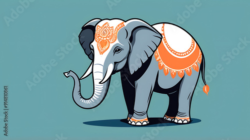 Minimalistic icon of an Indian elephant with a simple background photo