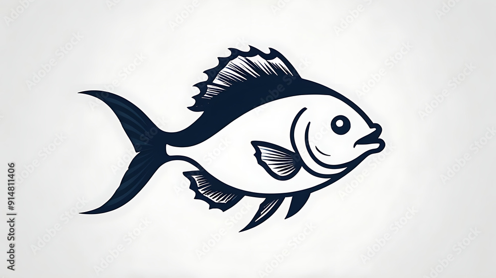 Minimalistic icon of a fish with a simple background Minimalistic icon of a fish with a simple background
