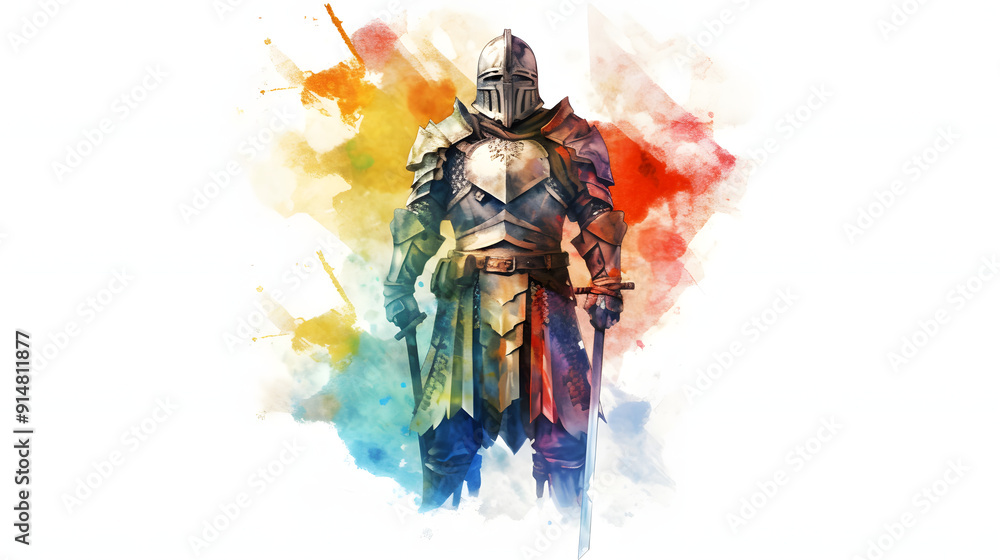 Paladin Fantasy Watercolor Style Paladin Fantasy Watercolor Style