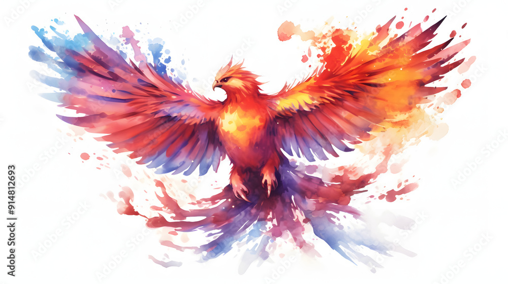 Obraz premium Phoenix Fantasy Watercolor Style