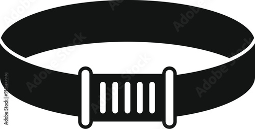 Black simple style isolated icon of a military tactical belt with a metal buckle