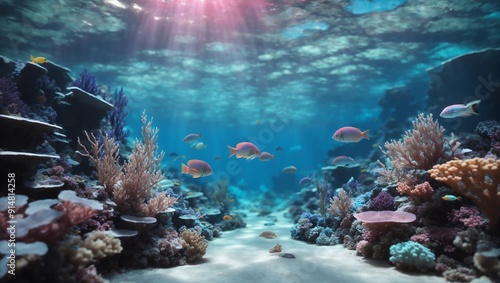 Vivid Coral Reefs, Neon Fish, and Bioluminescent Creatures in Soft Light