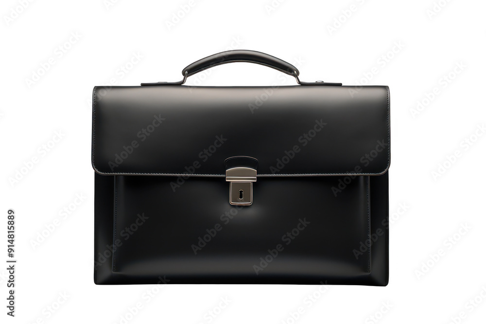 A black briefcase with a silver clasp A black briefcase with a silver clasp
