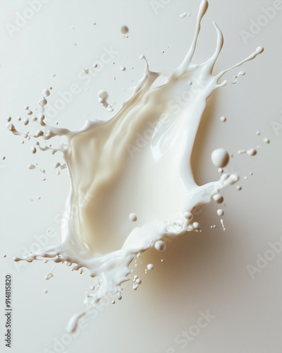 white milk splashing motion on white background