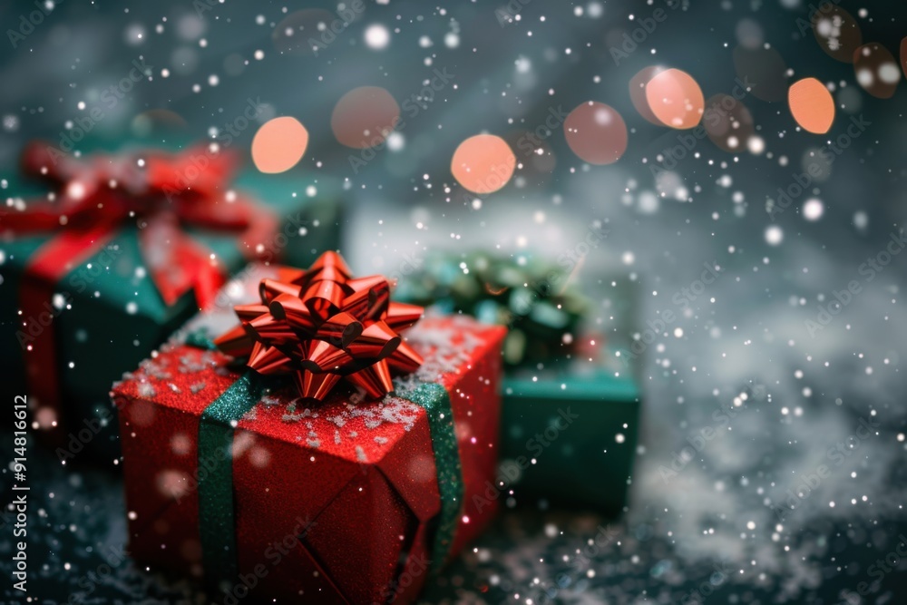 Cozy Christmas Gifts Wrapped in Red and Green with Snowy Sparkle for a Festive and Joyful Holiday Season Cozy Christmas Gifts Wrapped in Red and Green with Snowy Sparkle for a Festive and Joyful Holiday Season