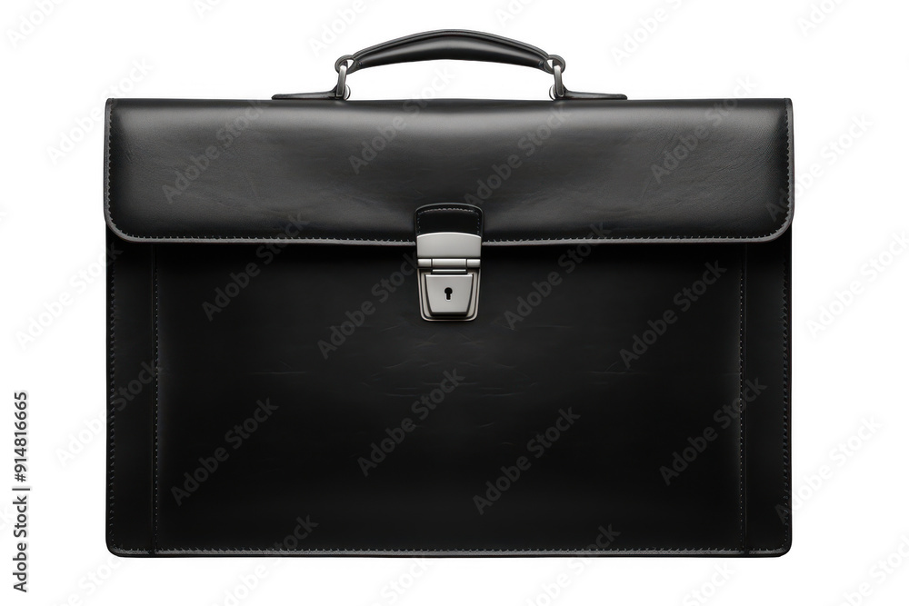 A black briefcase with a silver clasp A black briefcase with a silver clasp