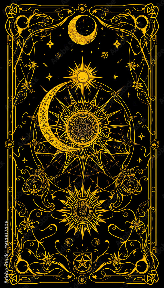 Obraz premium Mystical Celestial Tarot Card Design