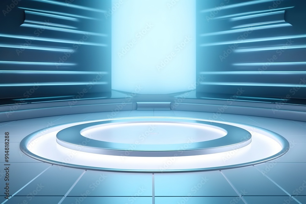 Futuristic platform with glowing blue light. Futuristic platform with glowing blue light.