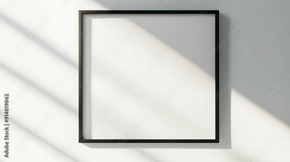 Black Frame on White Wall with Light Streaks Black Frame on White Wall with Light Streaks