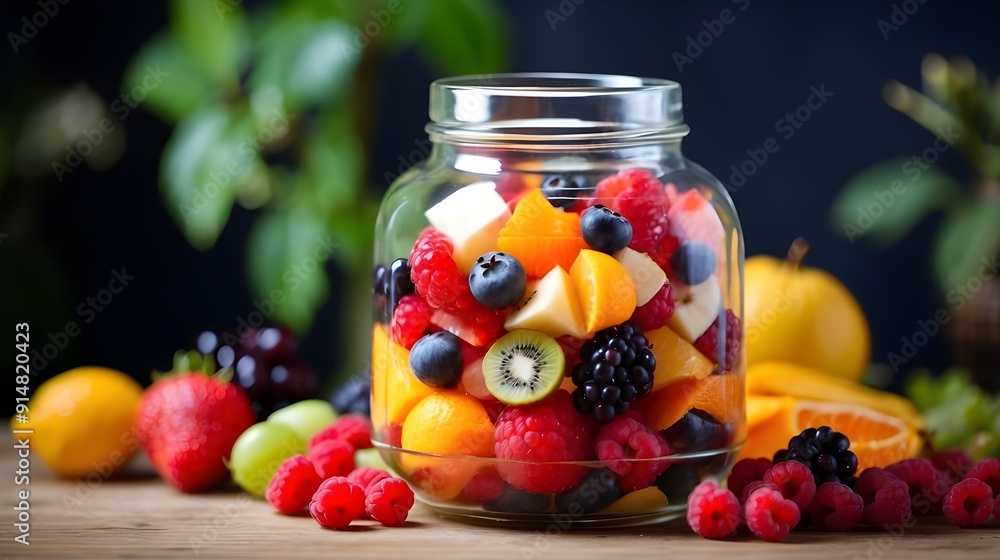 jar of fruit and berries jar of fruit and berries