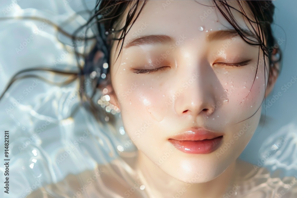 Submerged Serenity: A Woman's Tranquil Moment Submerged Serenity: A Woman's Tranquil Moment
