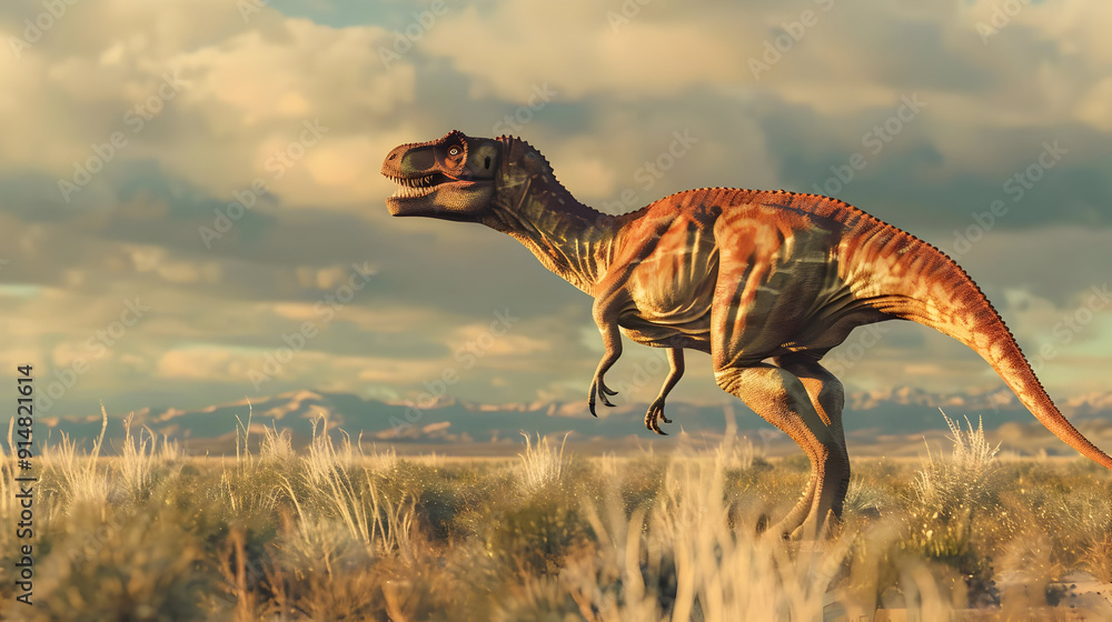 3D Illustration of a Tyrannosaurus Rex in a Grassy Field 3D Illustration of a Tyrannosaurus Rex in a Grassy Field