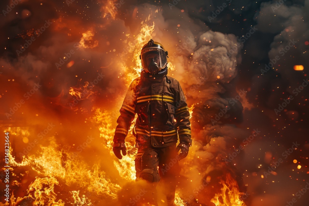 firefighter at fire scene firefighter at fire scene